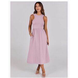 NEW Midi Knit High Neck Tank Top Racerback Pockets Dress M